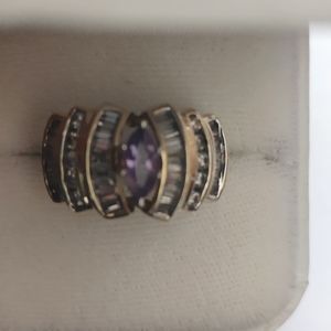 Real solid heavy 14k genuine  Amethyst and genuine diamond ring